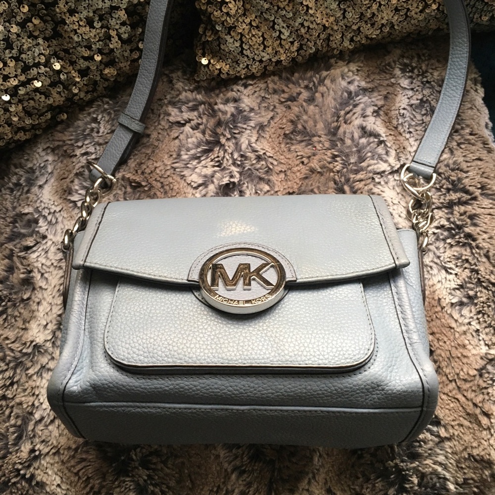 Michael Kors light blue Pebbled Leather shoulder/ Crossbody Bag